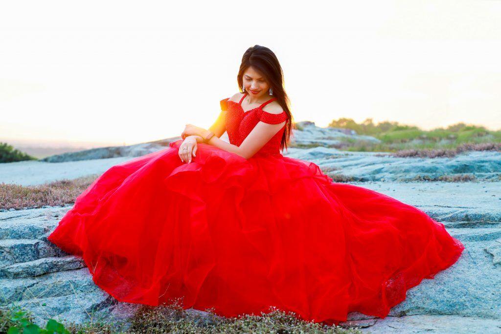 chinese dress ladies Long Flying Dress - Made-to-Measure Dress for Photoshoot | Lansy Red / Length 79 inch (2 M) main image 0